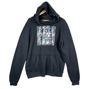 Hollister Black Multi Graphic Men's Pullover Hoodie Sweatshirt Casual L